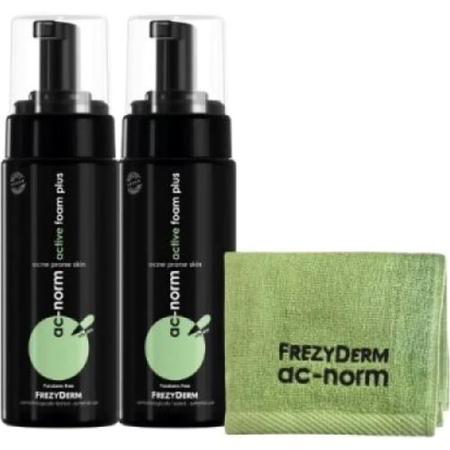 Frezyderm Promo Ac-Norm Active Foam Plus for Acne Prone Skin 2x150ml & Δώρο Antibacterial Face Towel 1 Τεμάχιο
